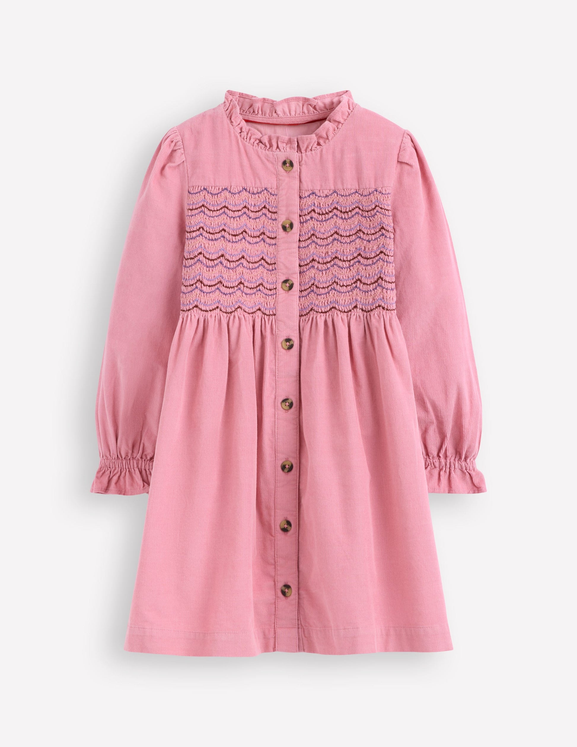 Suki Long Sleeve Smocked Dress-Formica Pink-2