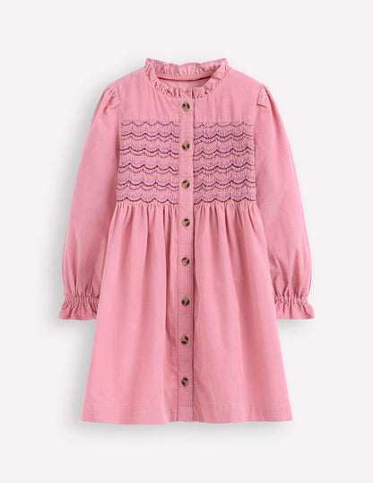 Suki Long Sleeve Smocked Dress-Formica Pink-2