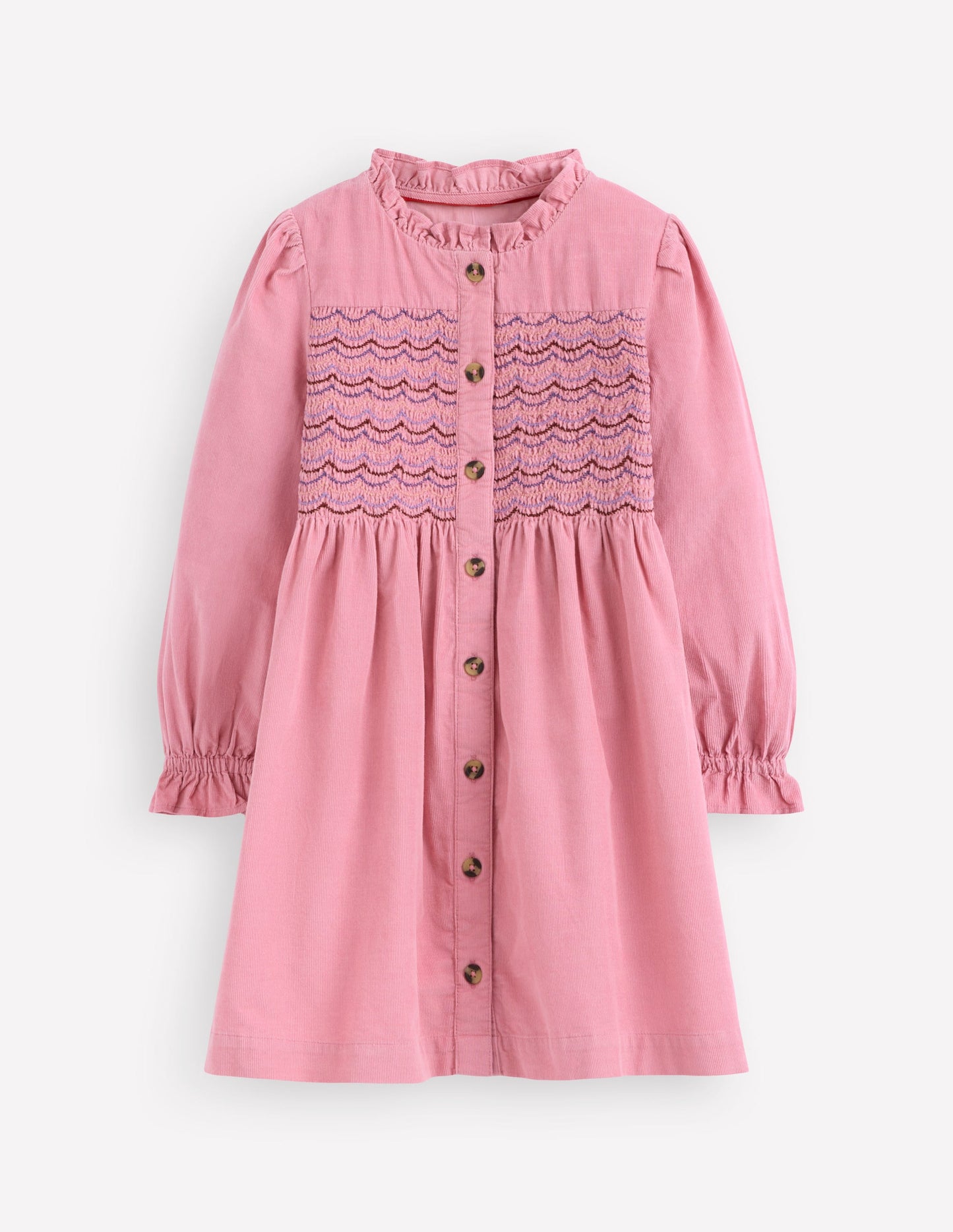 Suki Long Sleeve Smocked Dress-Formica Pink