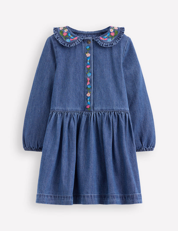 Denim Embroidered Collar Dress Mid Vintage Denim Boden Global denim-embroidered-collar-dress-mid-vintage-denim-boden-global