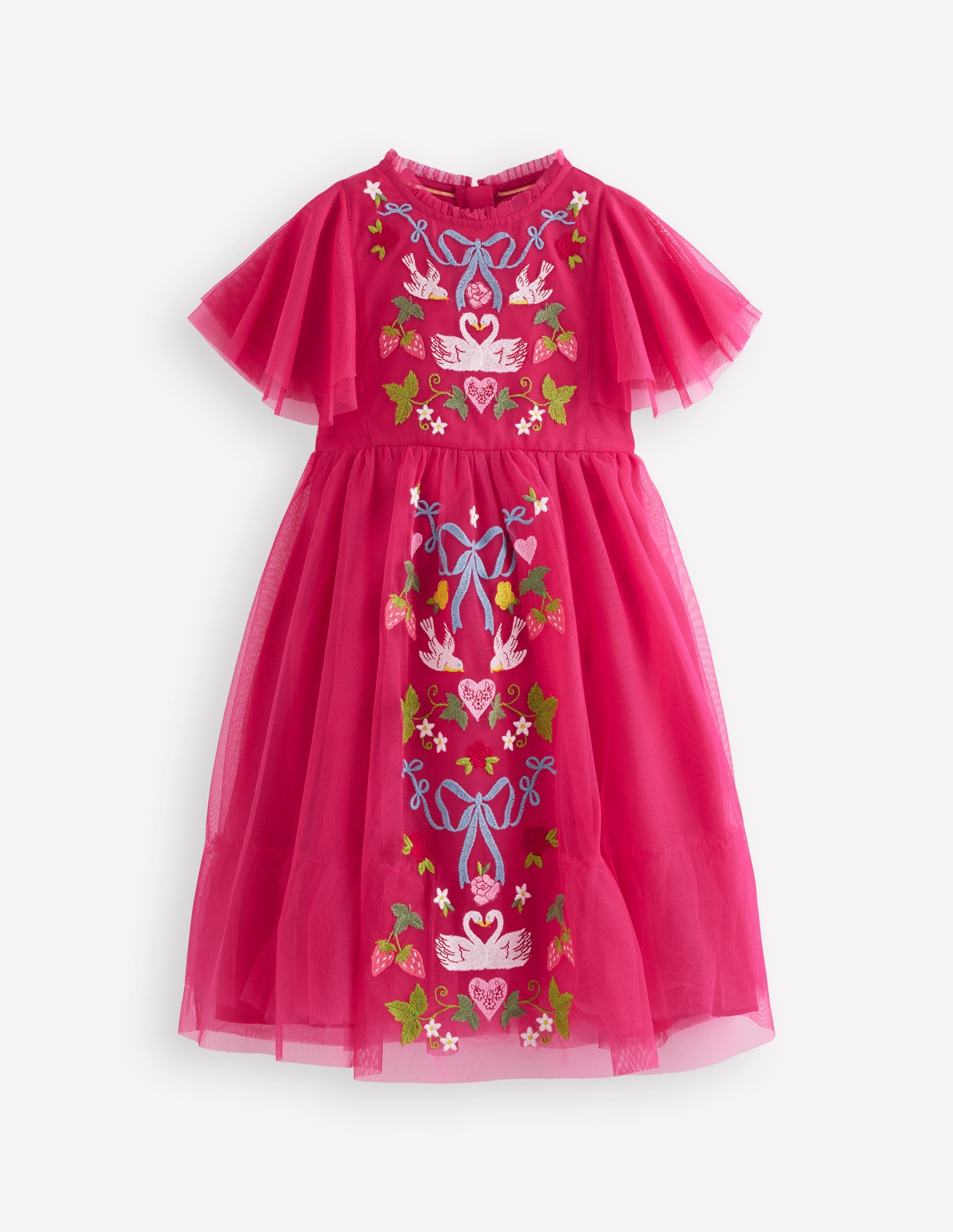 Embroidered Tulle Dress-Cherry Jam Lovebirds - Image 1