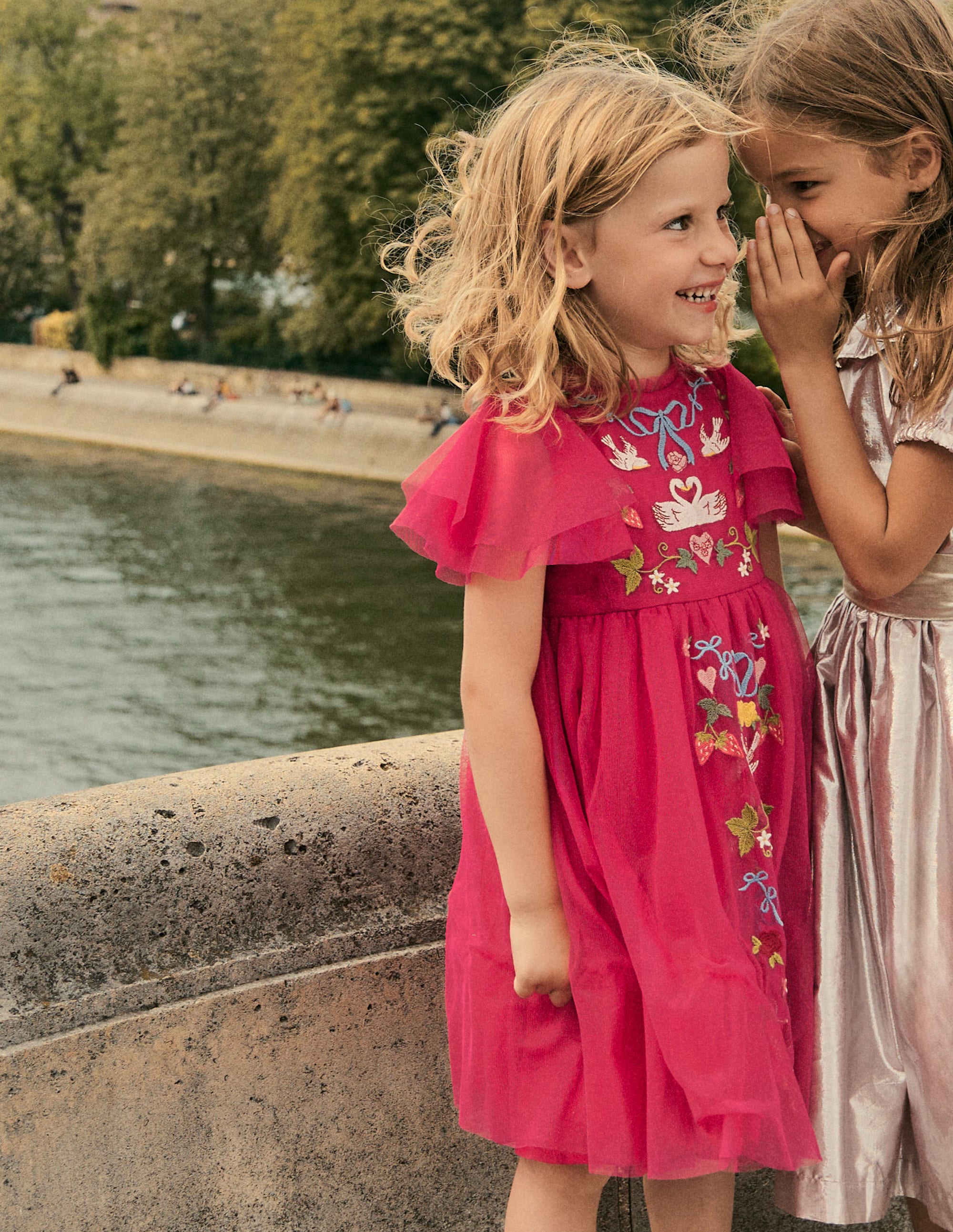 Embroidered Tulle Dress-Cherry Jam Lovebirds - Image 4