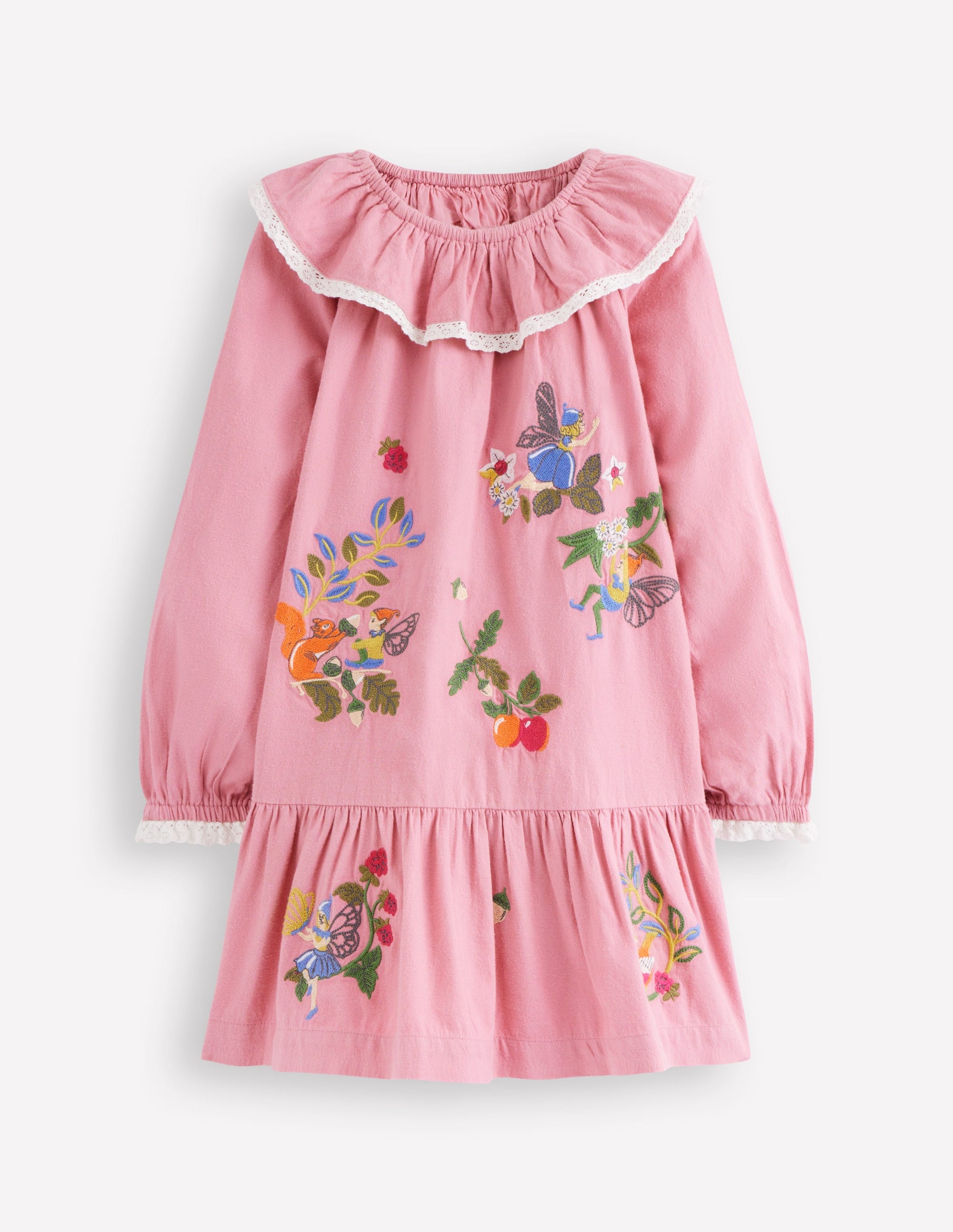 Lace Trim Woven Dress-Rose Pink Fairies-2