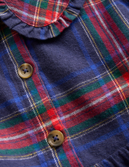 Minna Collared Woven Dress-French Navy Check-4