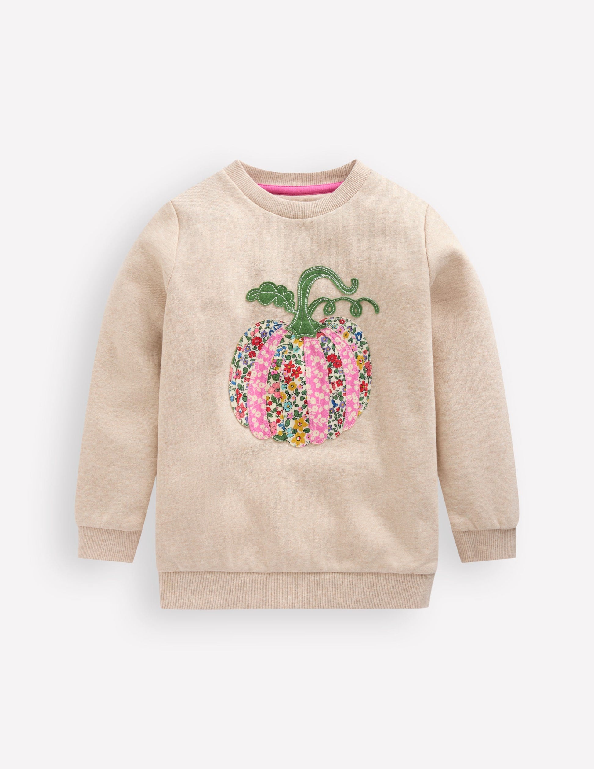 Applique Sweatshirt-Oatmeal Marl Pumpkin-1