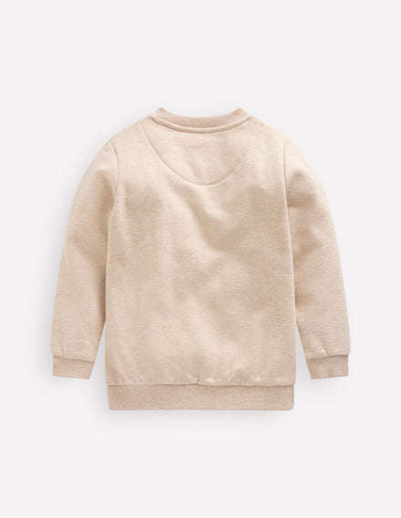 Applique Sweatshirt-Oatmeal Marl Pumpkin