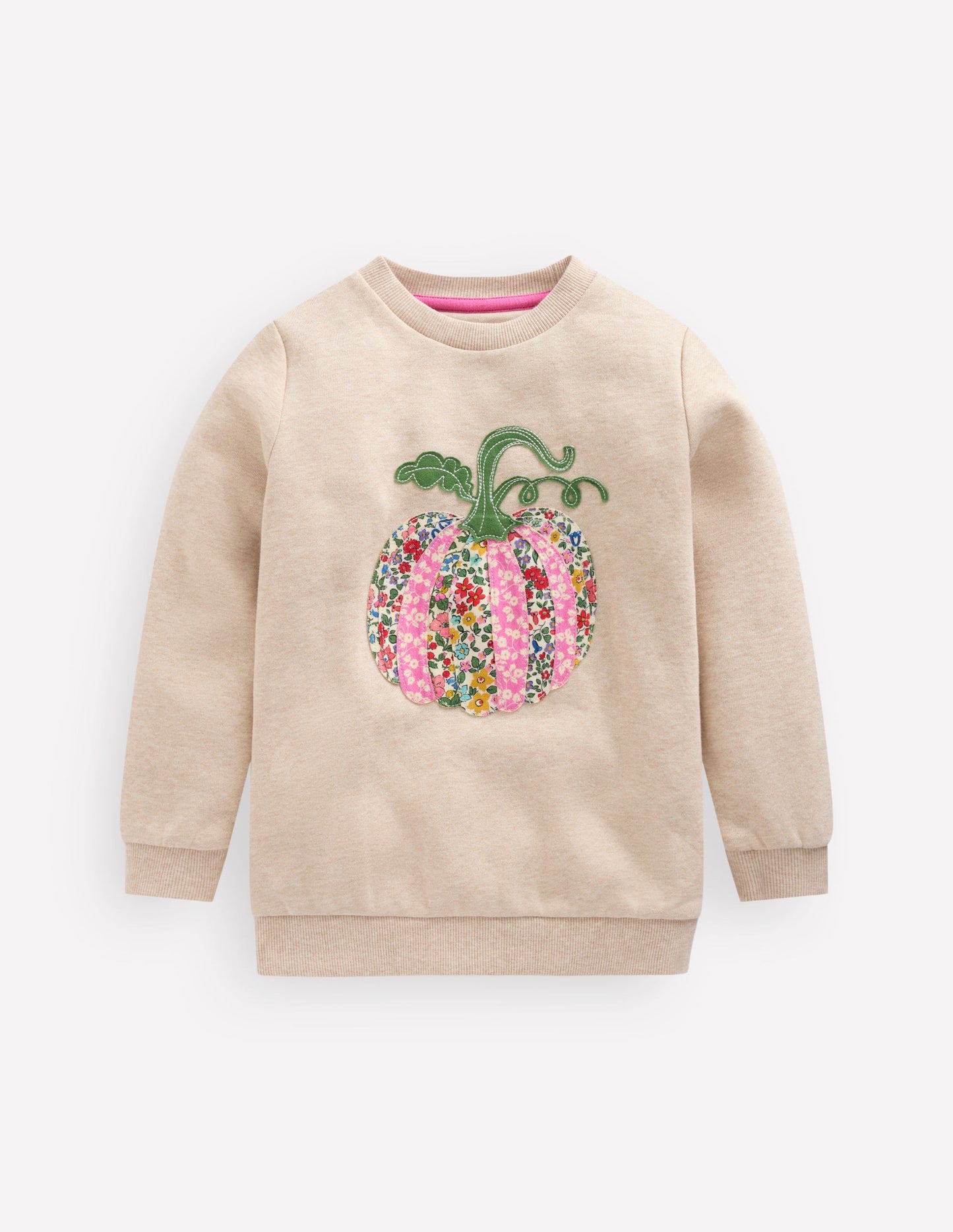 Applique Sweatshirt-Oatmeal Marl Pumpkin