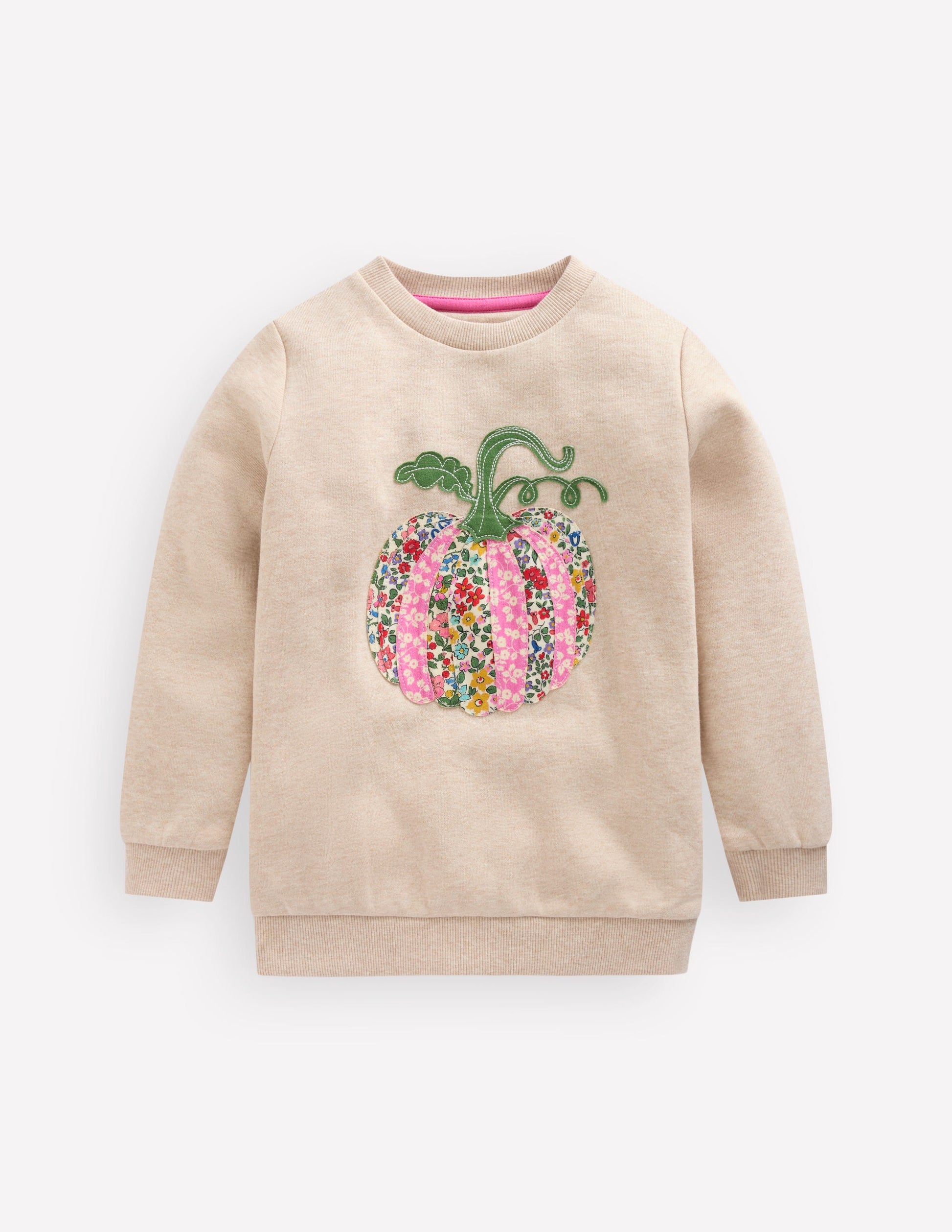 Applique Sweatshirt-Oatmeal Marl Pumpkin-1