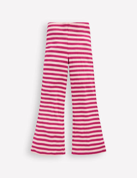 Ribbed Flare Leggings-Cherry Jam/Chalk Pink Stripe