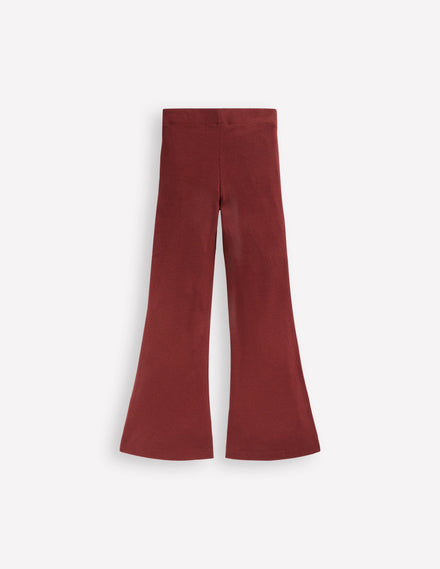Ribbed Flare Leggings-Chestnut