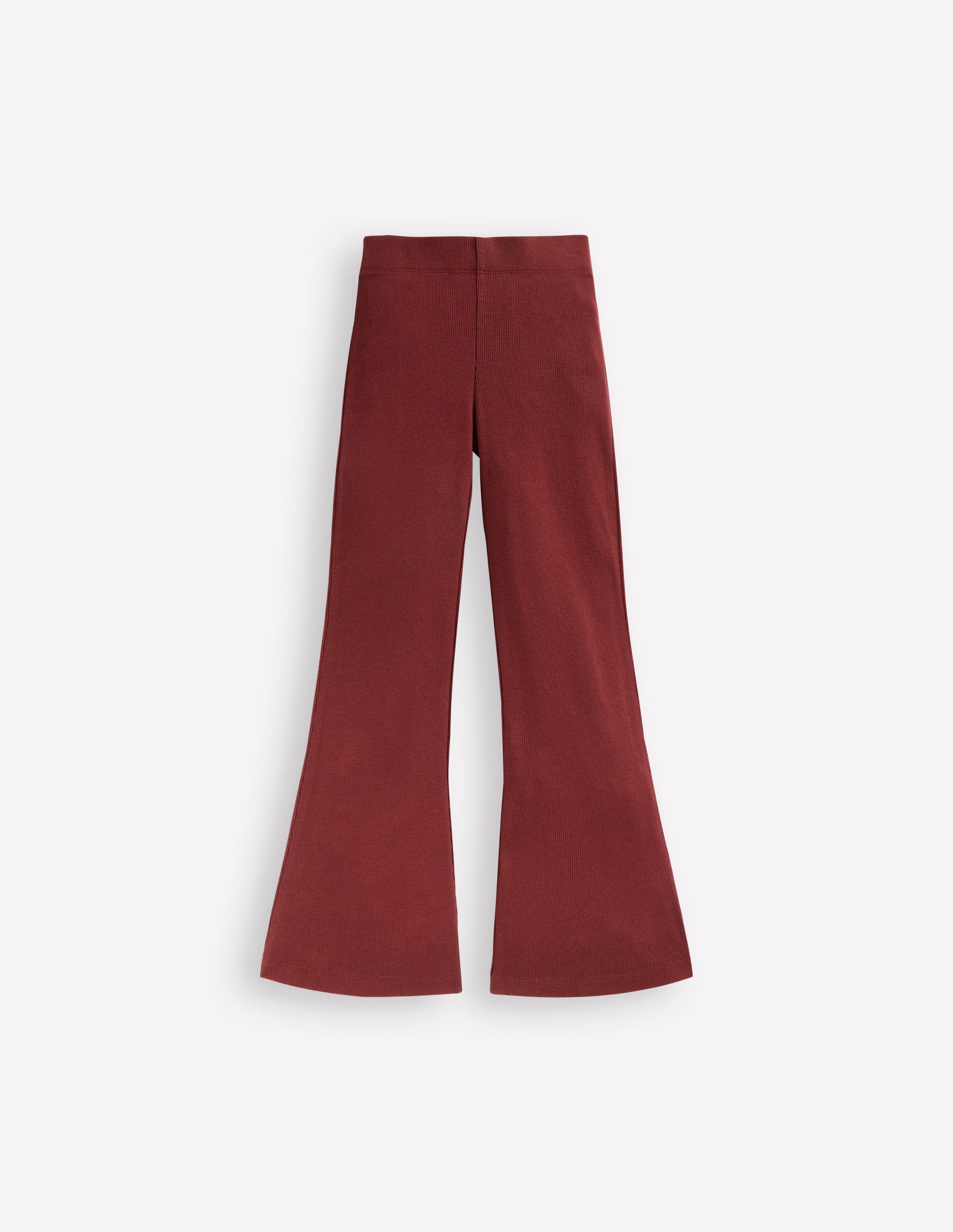 Ribbed Flare Leggings-Chestnut-1