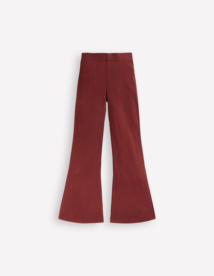 Ribbed Flare Leggings-Chestnut-1