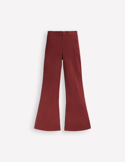 Ribbed Flare Leggings-Chestnut