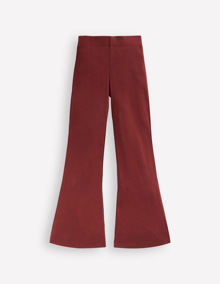 Ribbed Flare Leggings-Chestnut