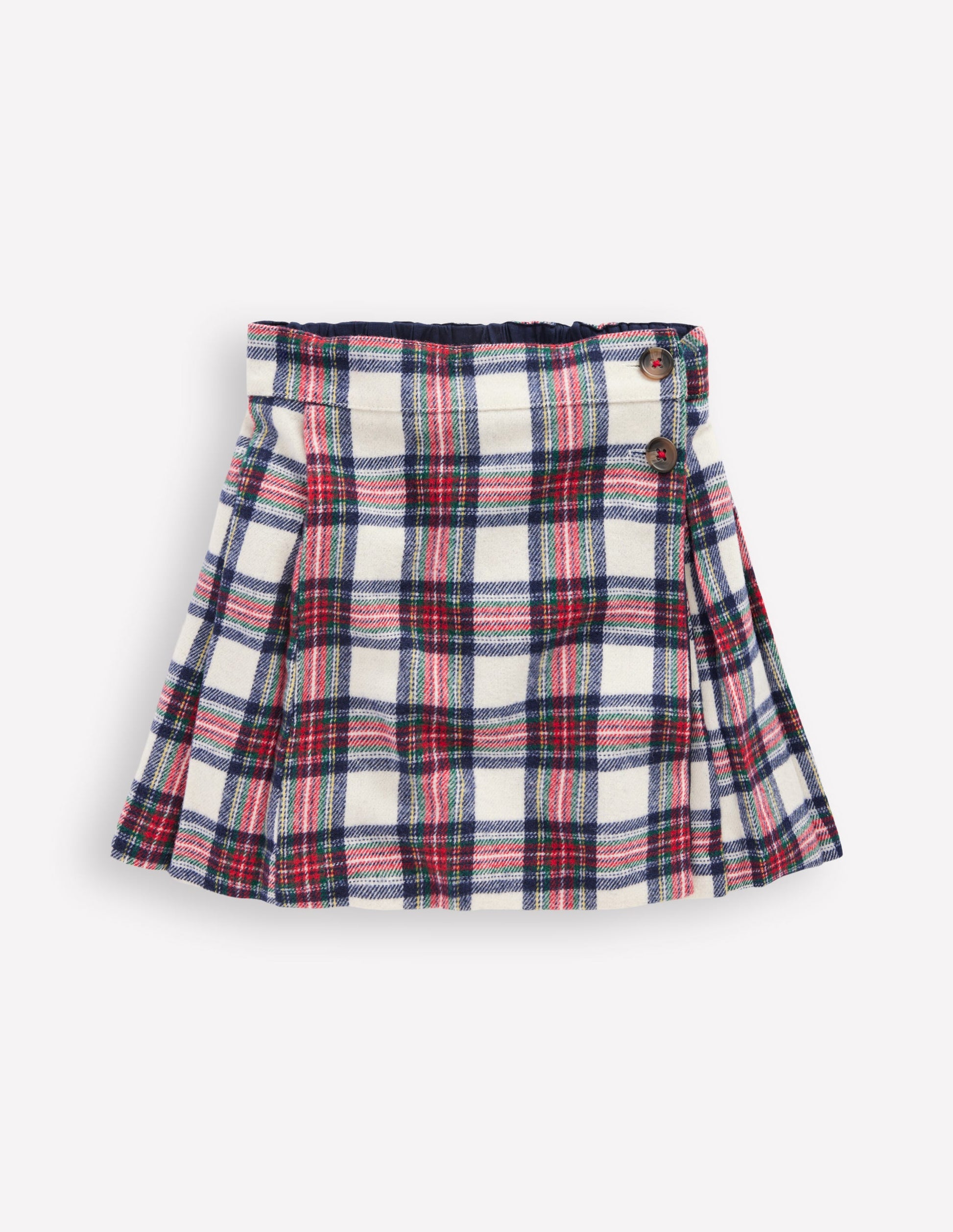 Fully Lined Button Kilt-Red and Soft Ivory Tartan-3