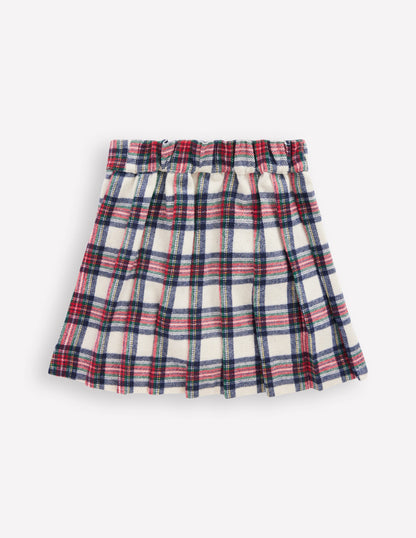 Fully Lined Button Kilt-Red and Soft Ivory Tartan-4