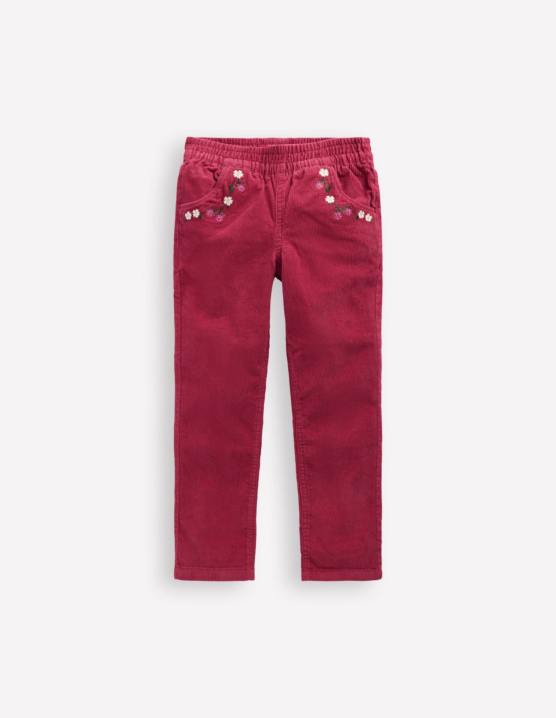 Cord Pull-On Trousers-Red Bud-1