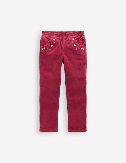 Cord Pull-On Trousers-Red Bud