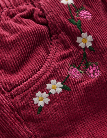 Cord Pull-On Trousers-Red Bud-3