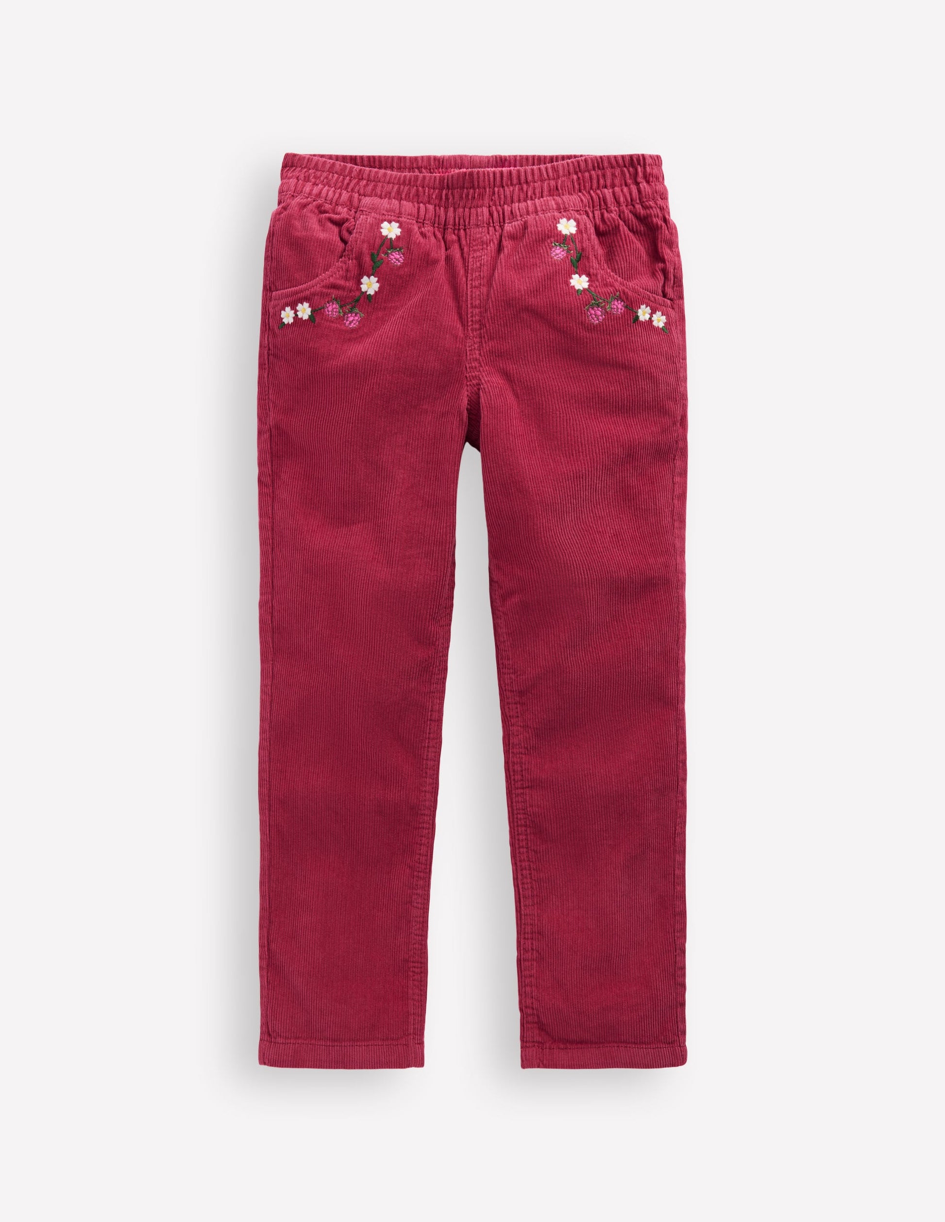 Cord Pull-On Trousers-Red Bud-1