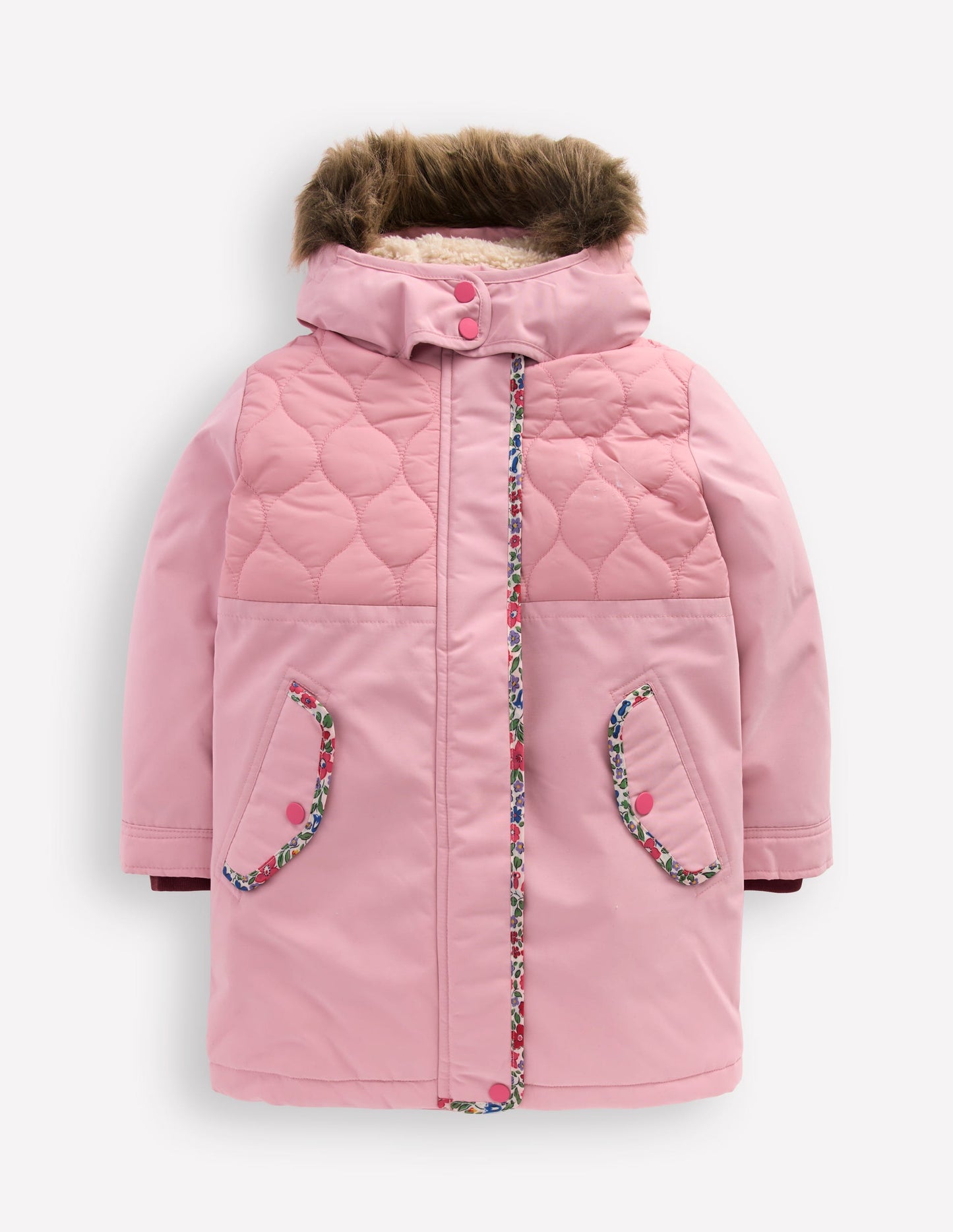 Joni Quilted Parka Coat-Pink