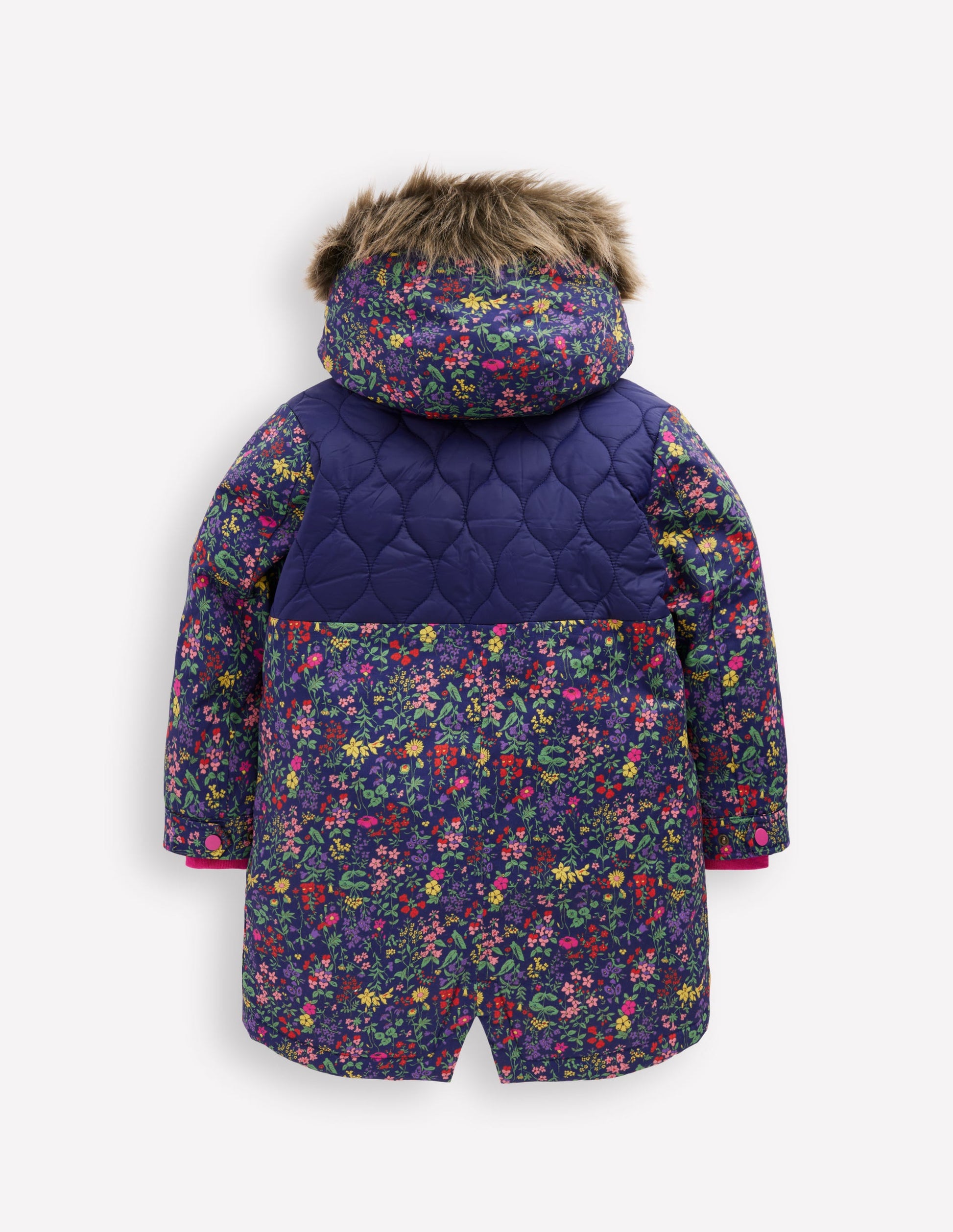 Joni Quilted Parka Coat-Blue Flower Meadow-3
