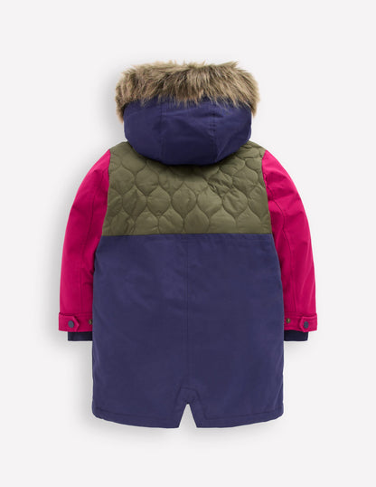 Joni Quilted Parka Coat-Multi Colourblock-3