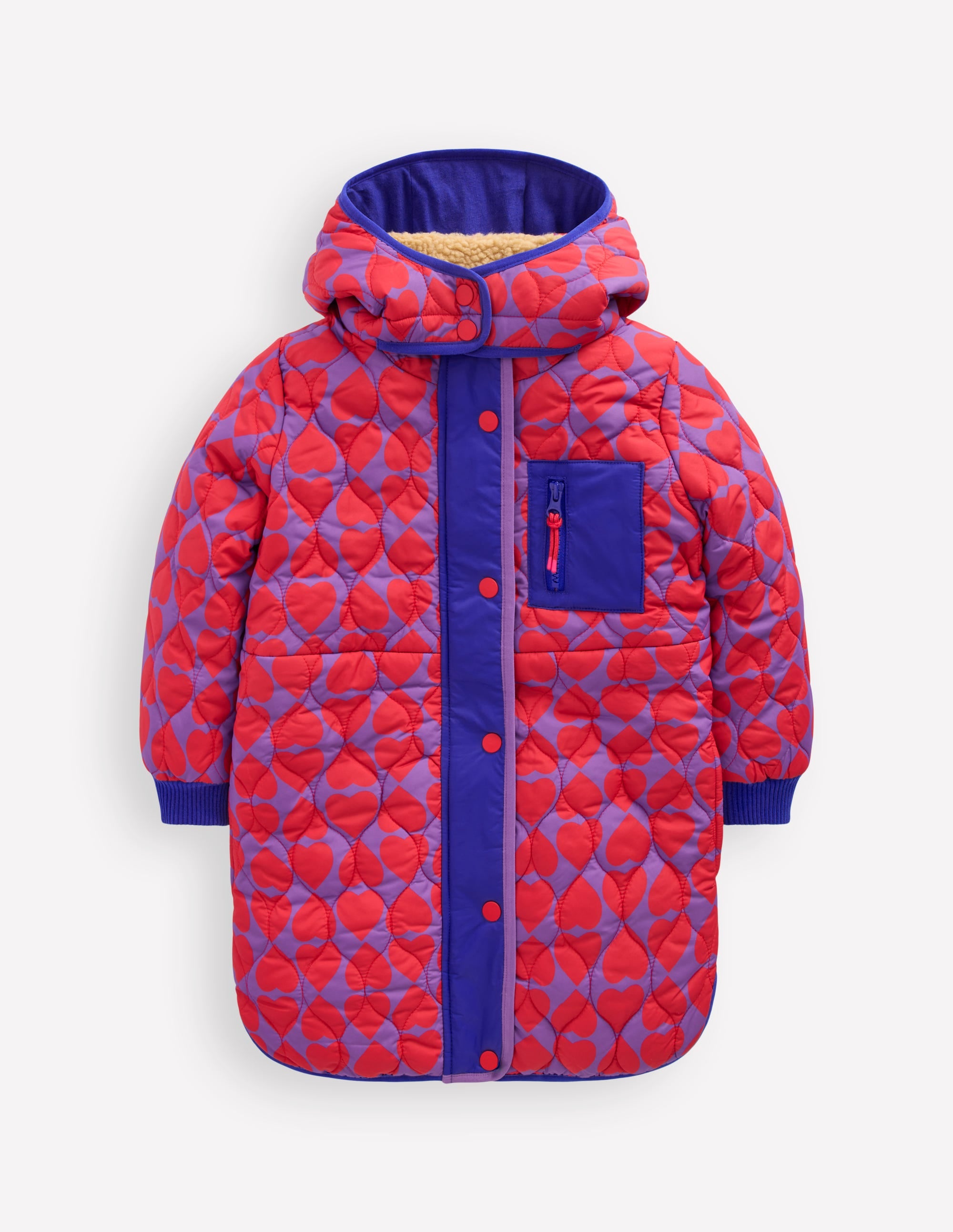 Cosy Longline Coat-Purple Heart Print - Image 1