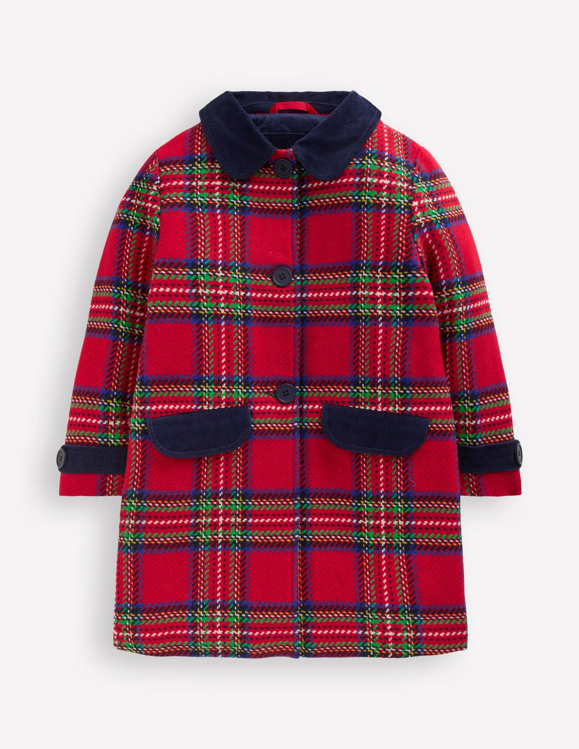 Wool Blend Coat-Red Check-2