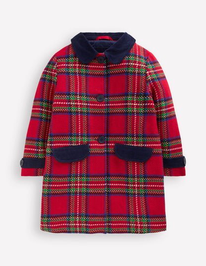 Wool Blend Coat-Red Check-2
