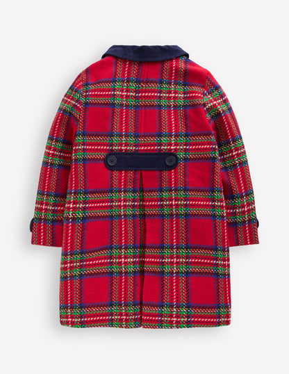 Wool Blend Coat-Red Check-3