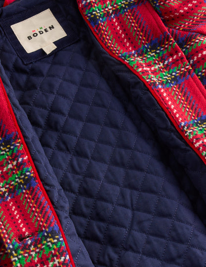 Wool Blend Coat-Red Check-5