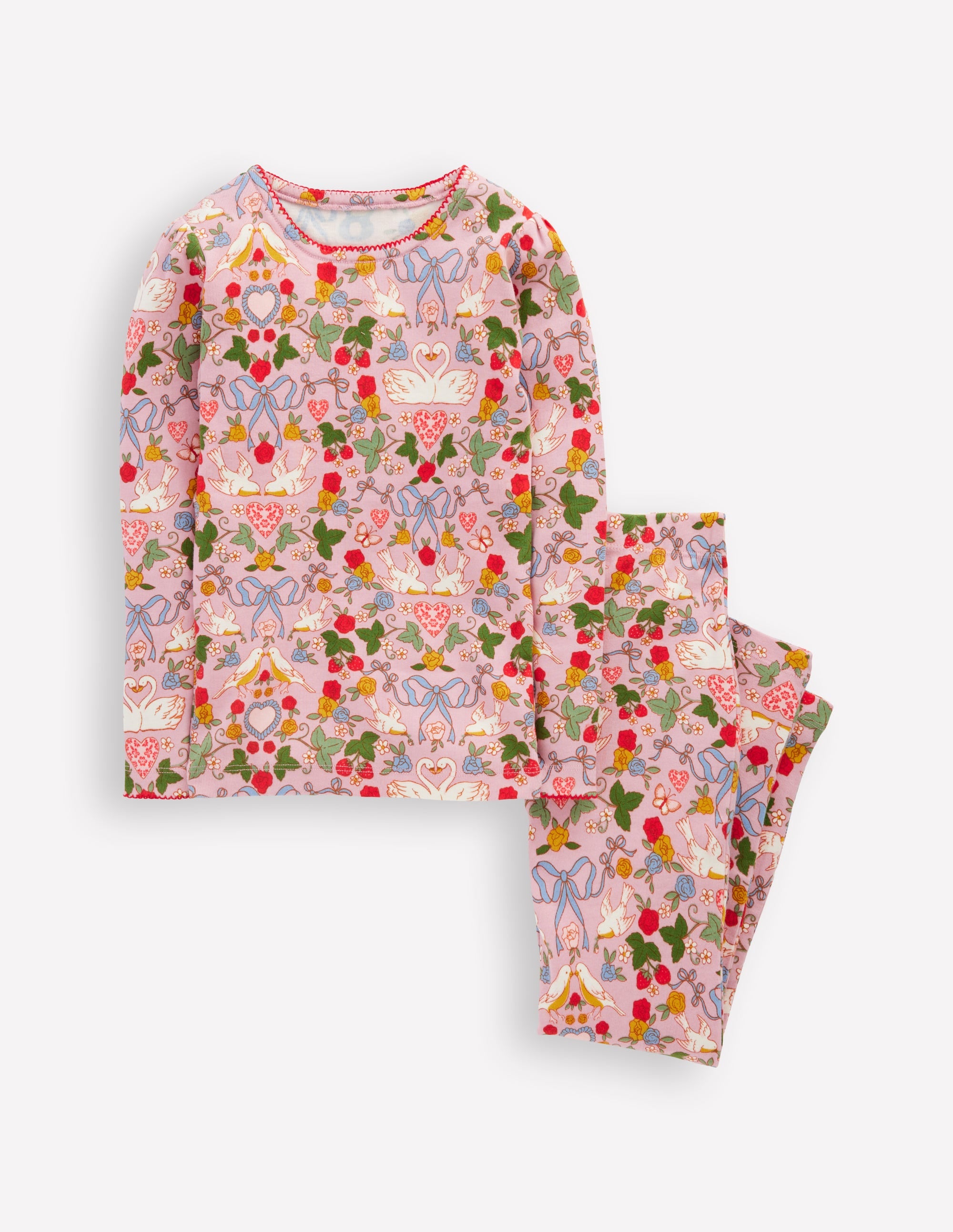 Snug Long John Pyjamas-Pink Swan - Image 1
