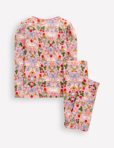 Snug Long John Pyjamas-Pink Swan