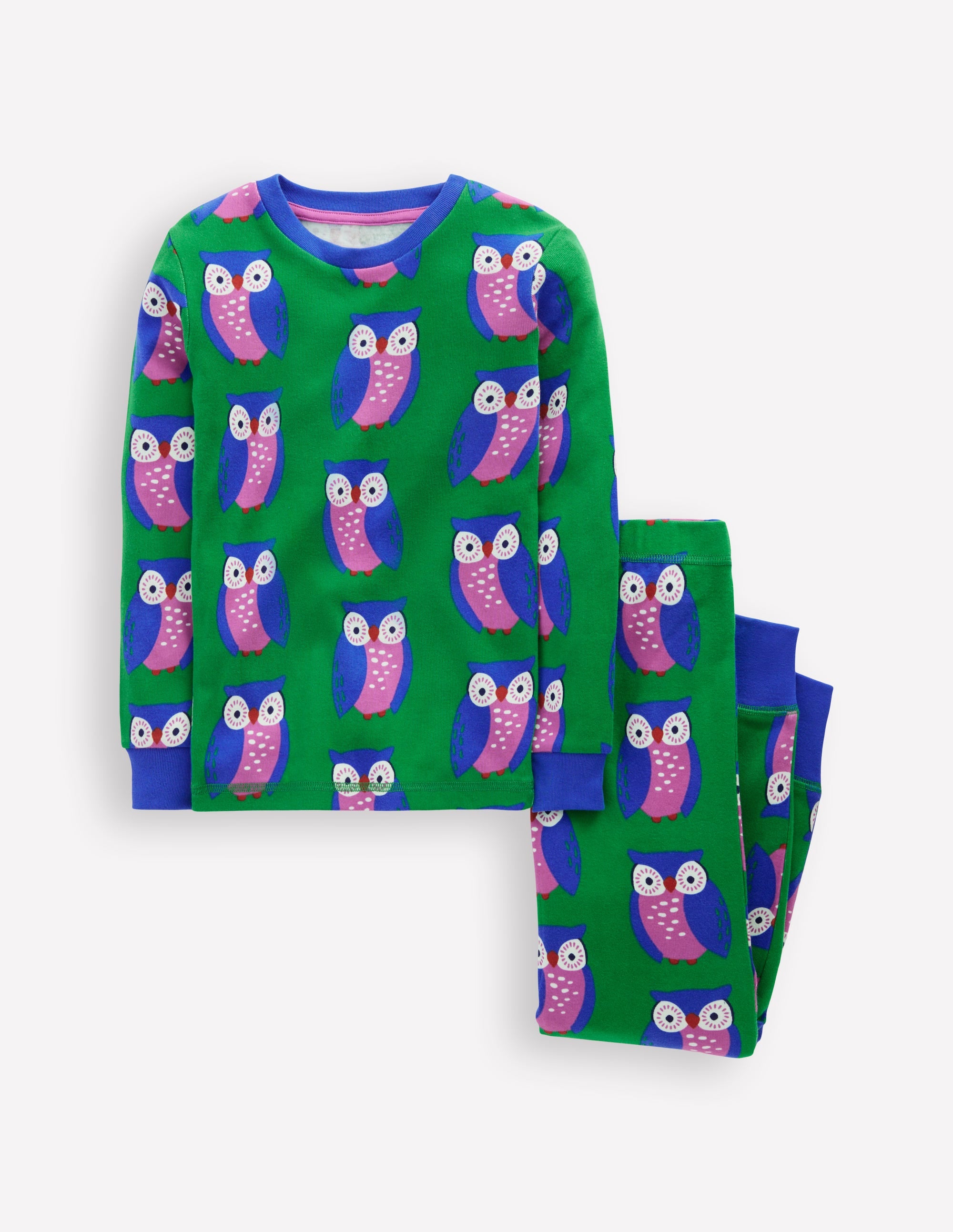 Snug Glow-in-the-dark Pyjamas-Green Tambourine Geo Owls - Image 3