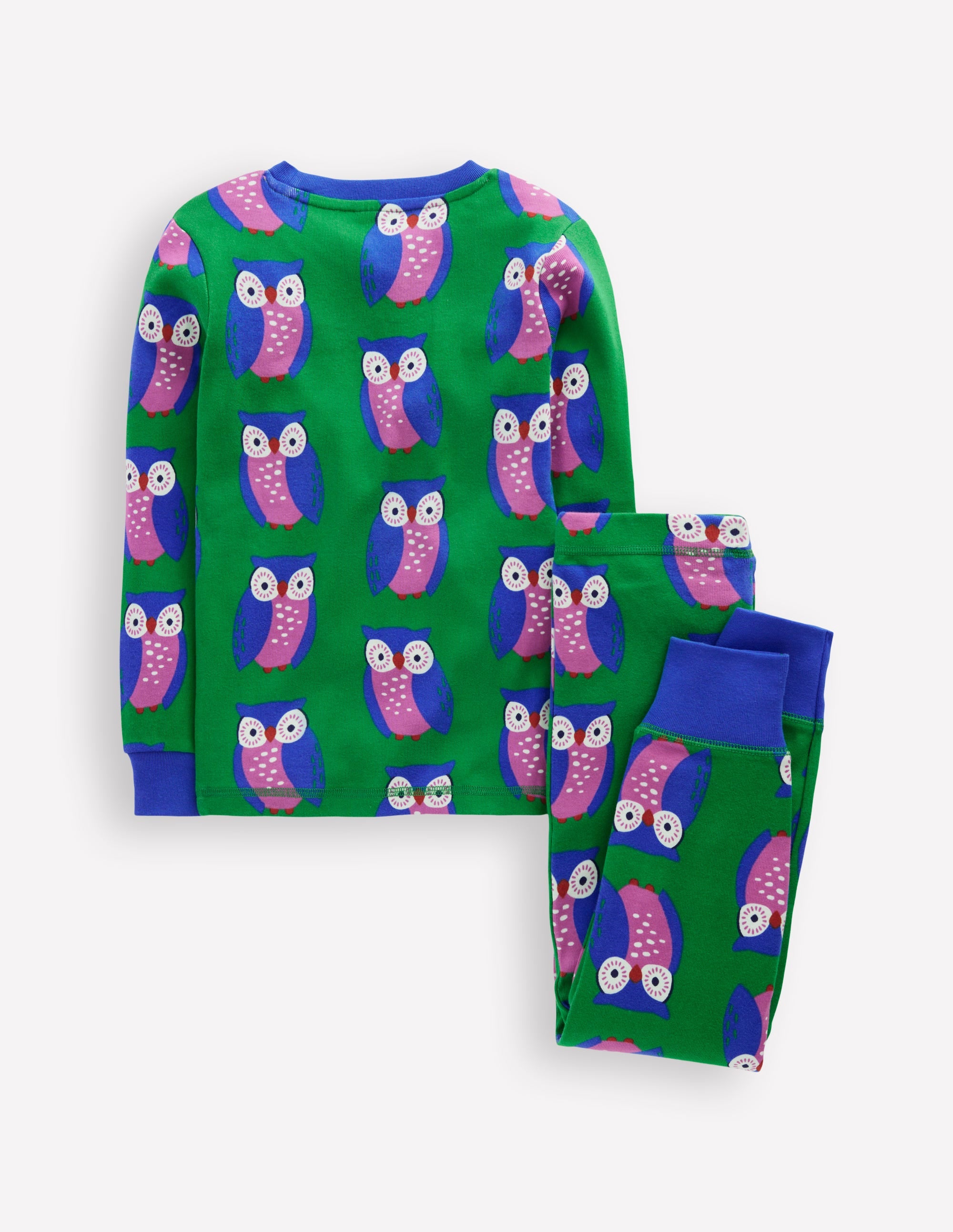 Snug Glow-in-the-dark Pyjamas-Green Tambourine Geo Owls - Image 1