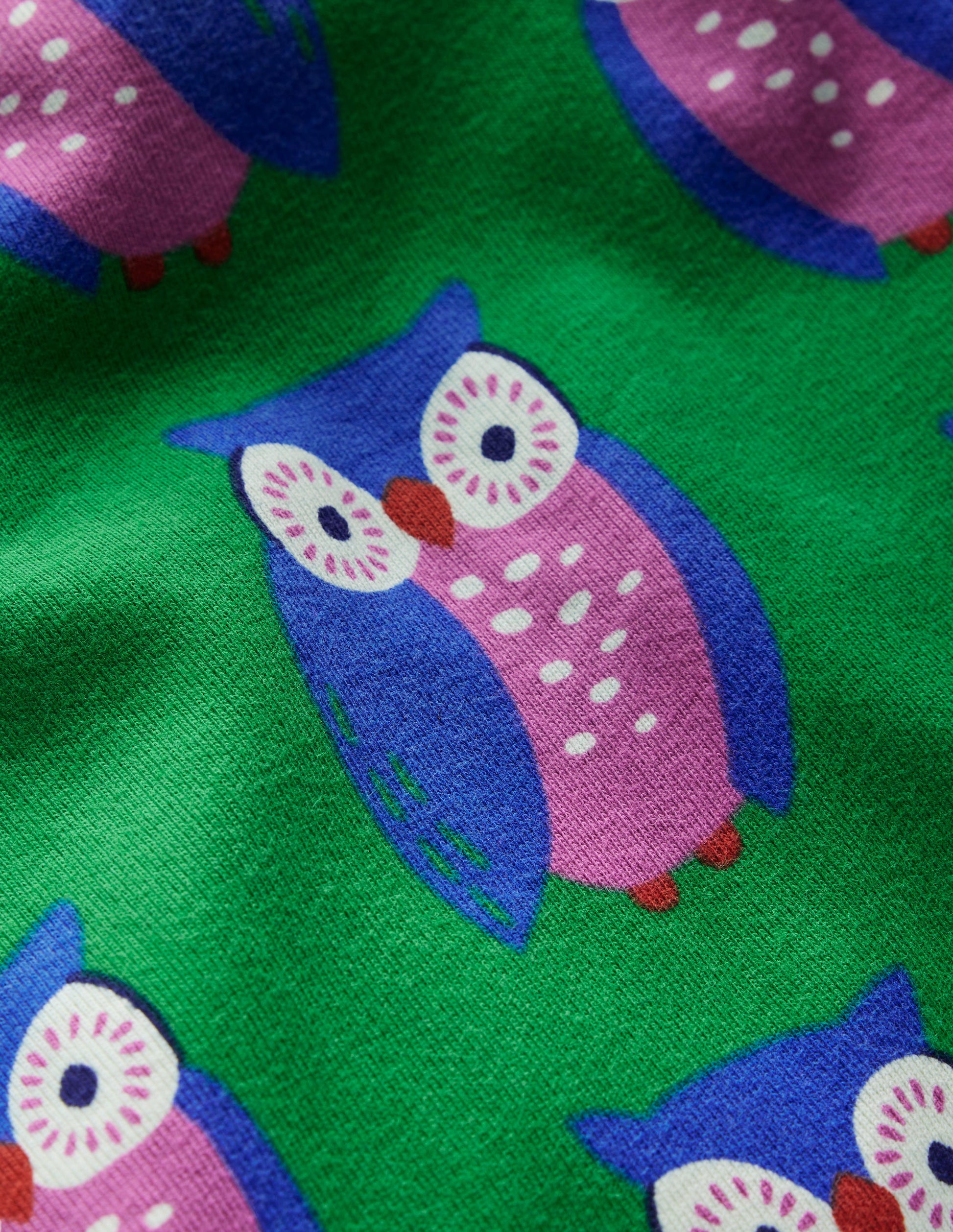 Snug Glow-In-The-Dark Pyjamas-Green Tambourine Geo Owls-2