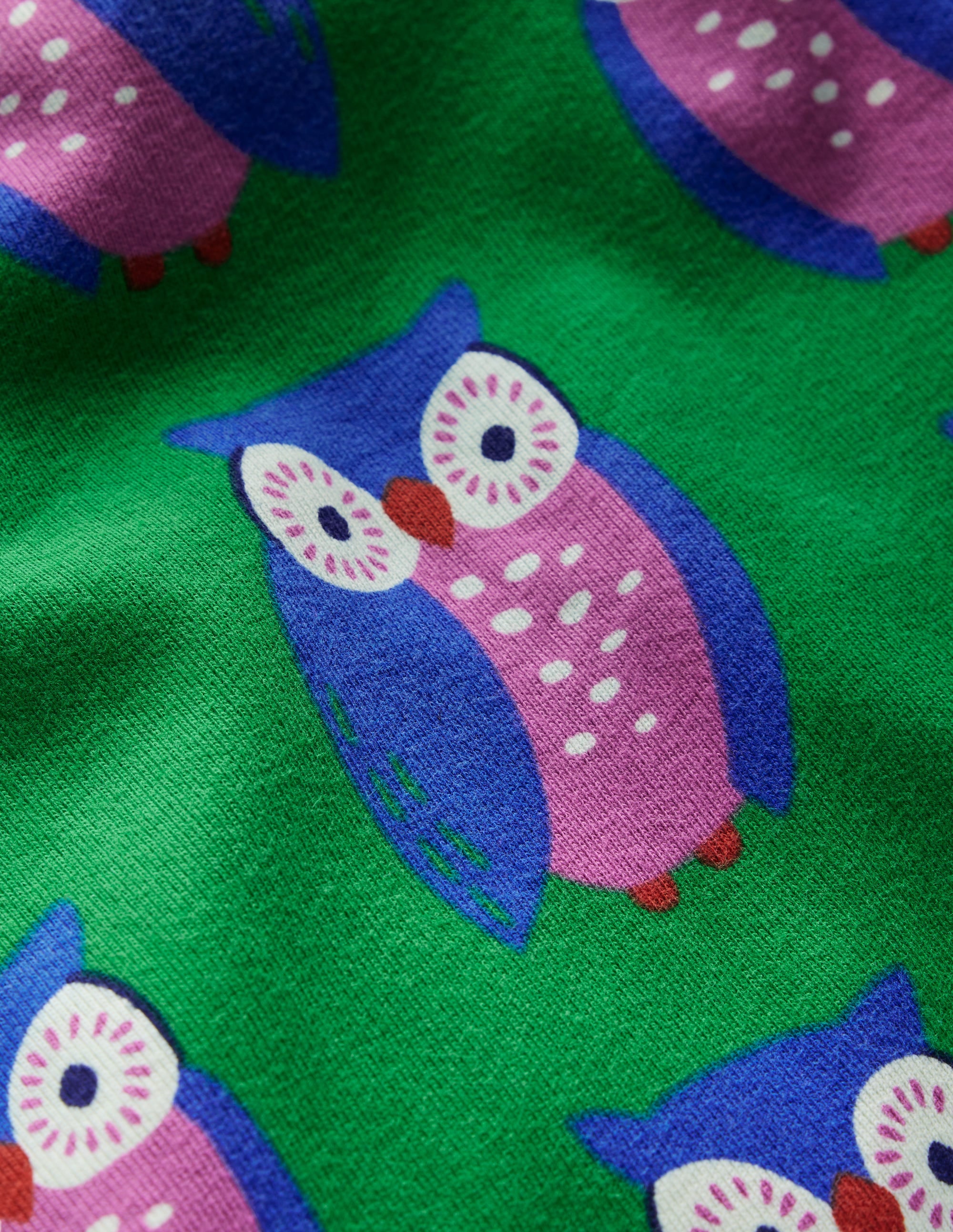 Snug Glow-in-the-dark Pyjamas-Green Tambourine Geo Owls - Image 2