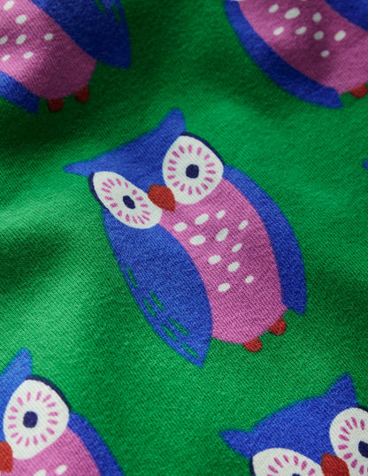 Snug Glow-In-The-Dark Pyjamas-Green Tambourine Geo Owls-2