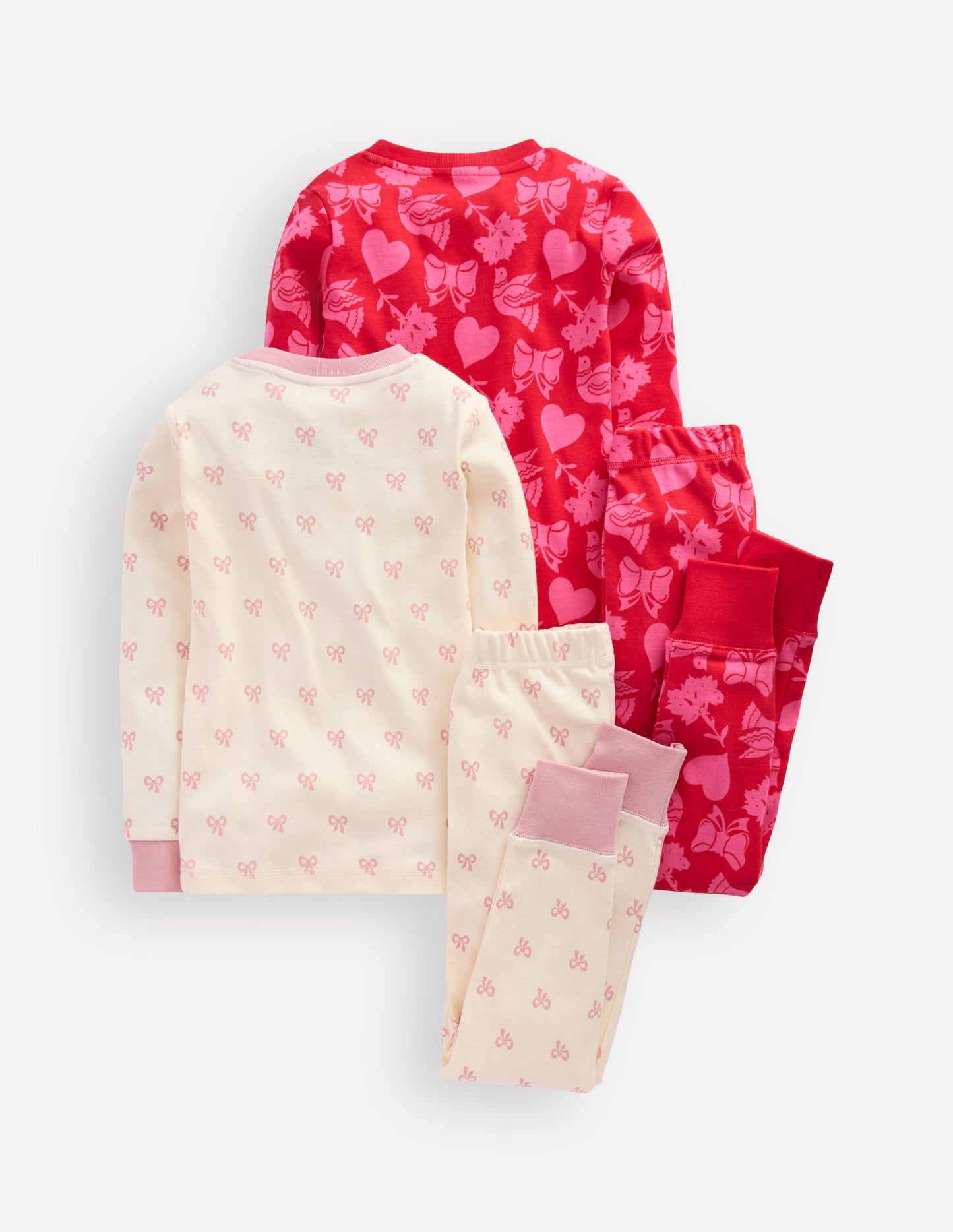 Twin Pack Snug Pyjamas-Heart Bow Print