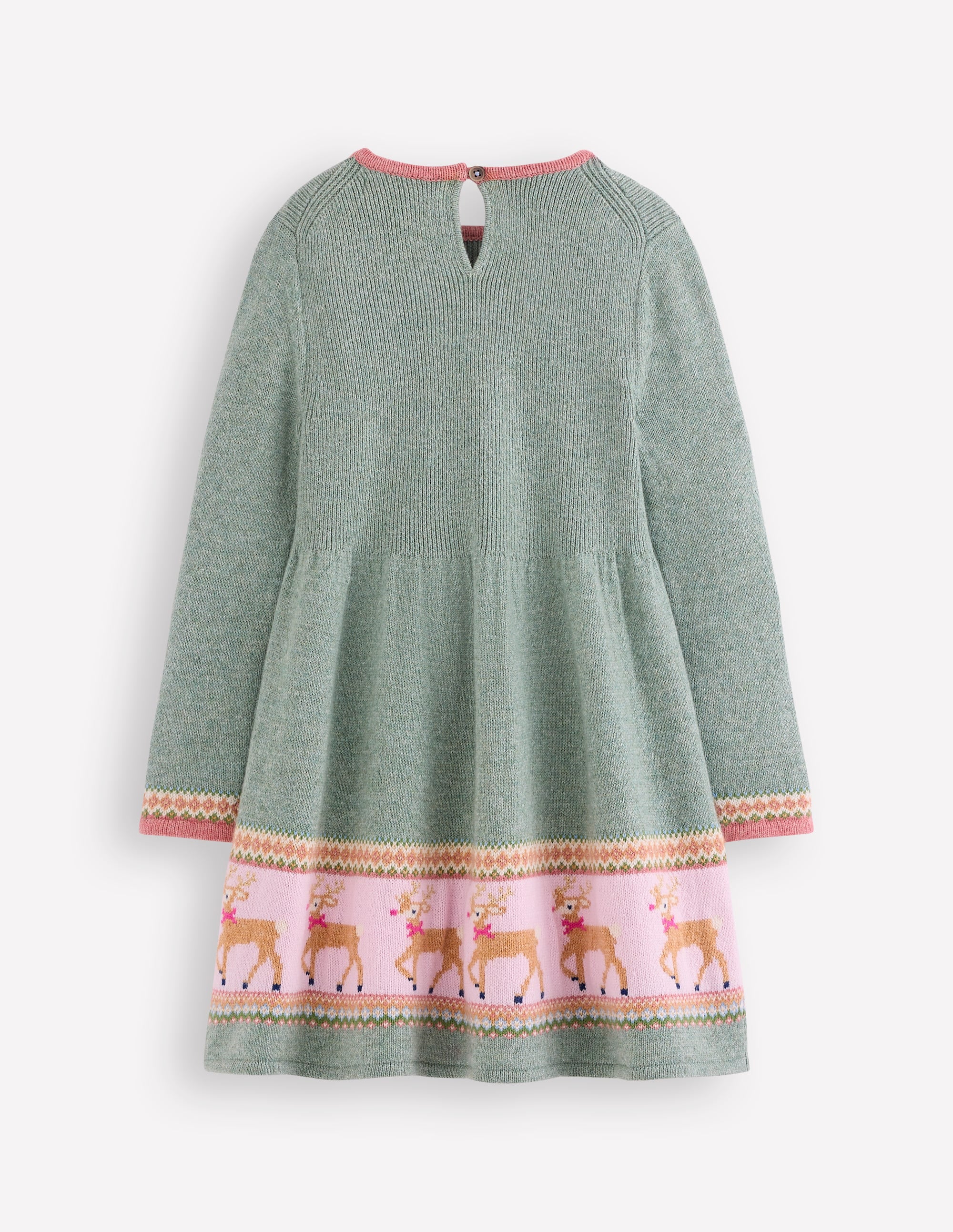 Fair Isle Knitted Dress-Eucalyptus Reindeer Fair Isle - Image 2