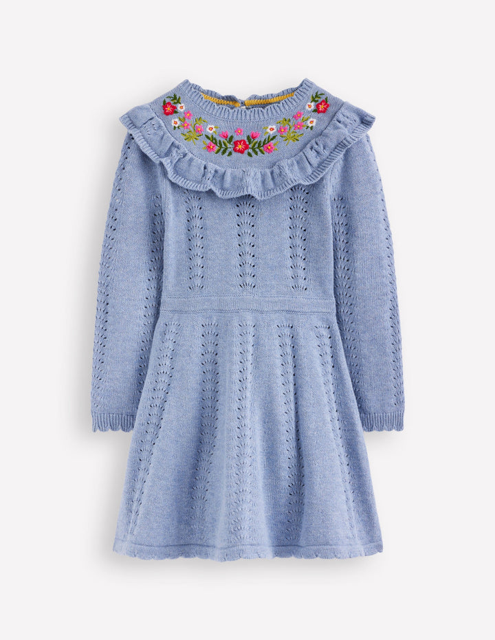 Pointelle Knitted Dress-Glacier Lake Marl