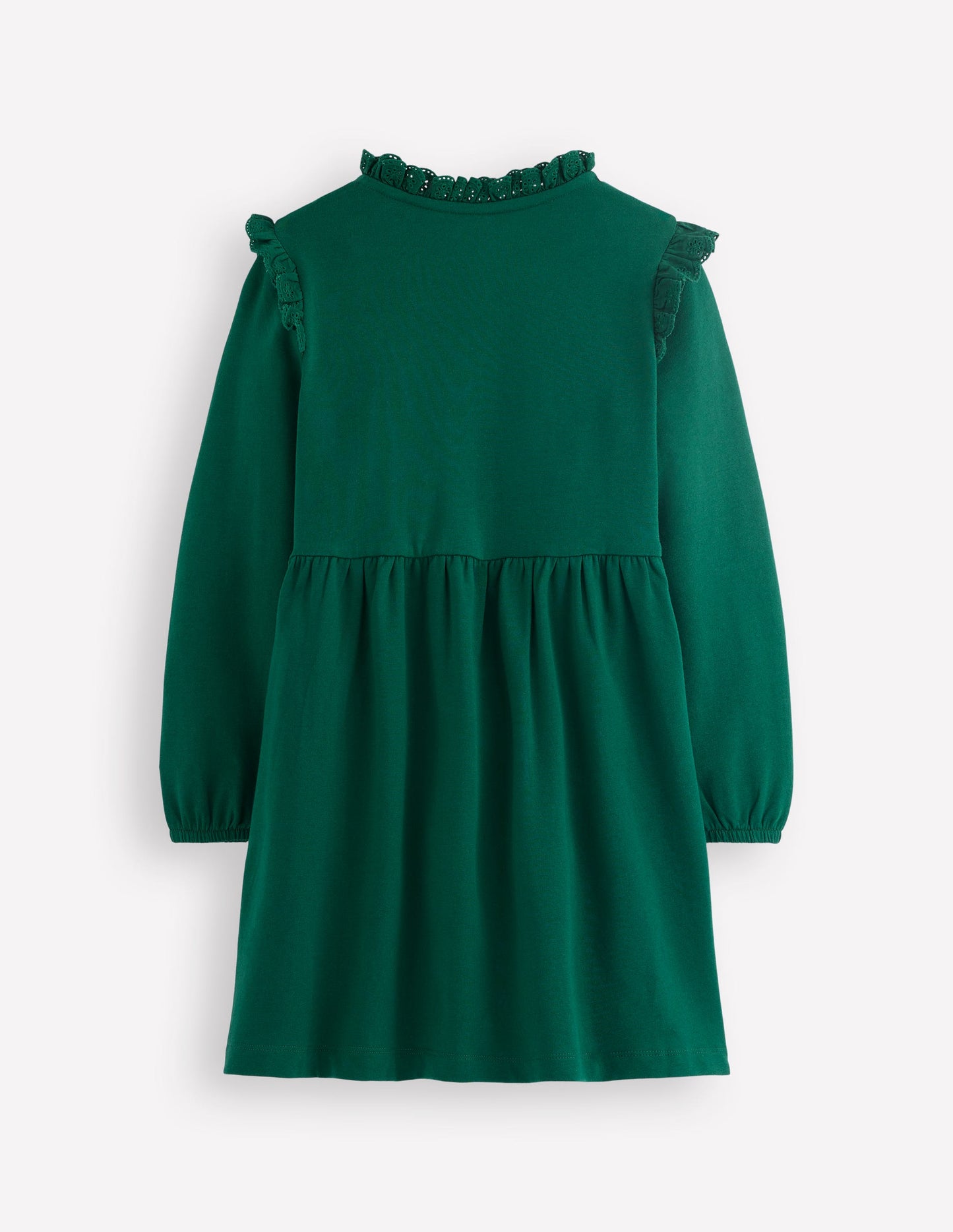 Lace Trim Sweatshirt Dress-Emerald Night
