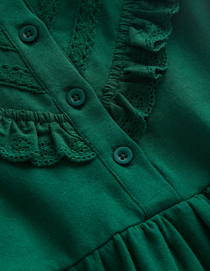 Lace Trim Sweatshirt Dress-Emerald Night-7