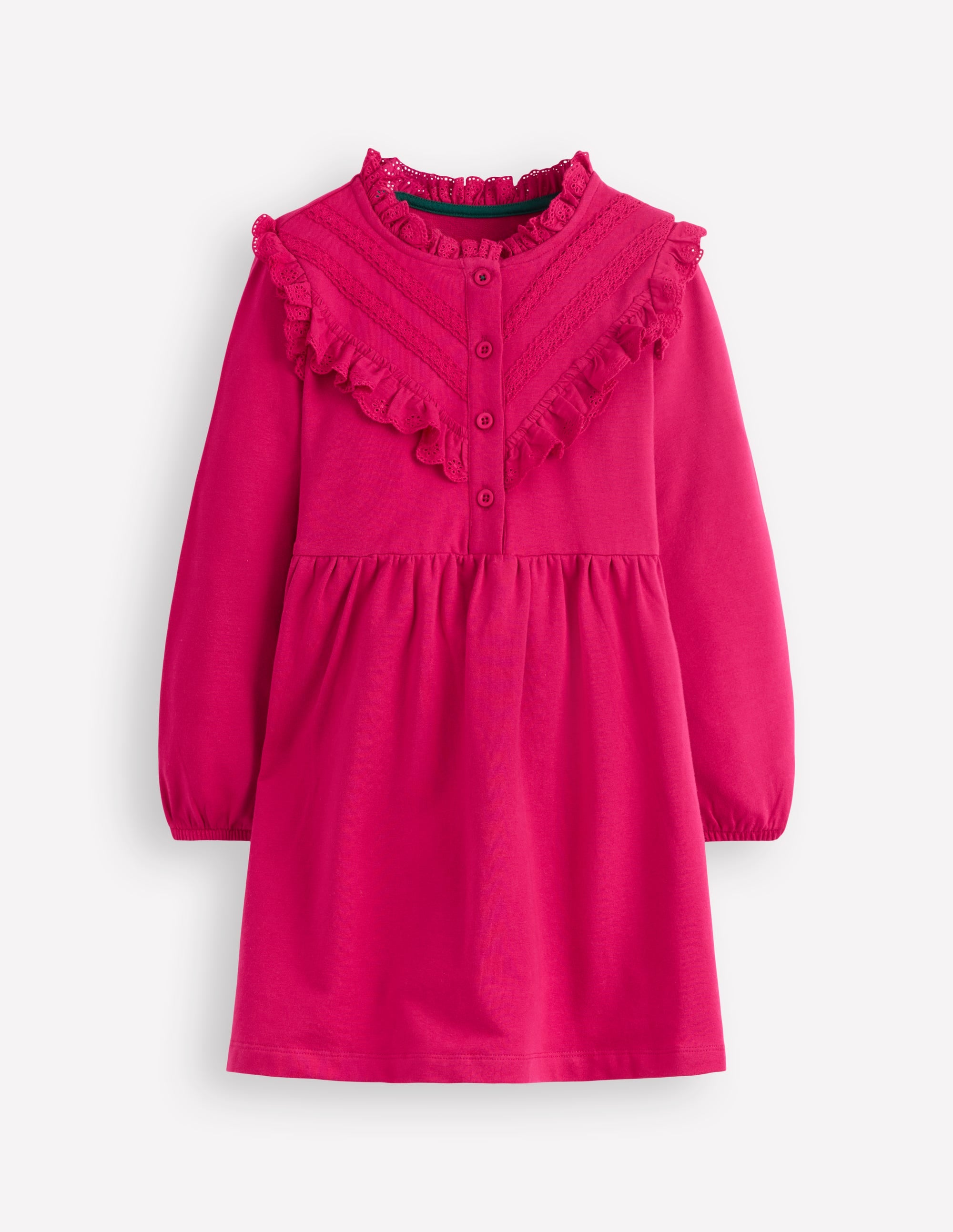 Lace Trim Sweatshirt Dress-Cherry Jam - Image 1