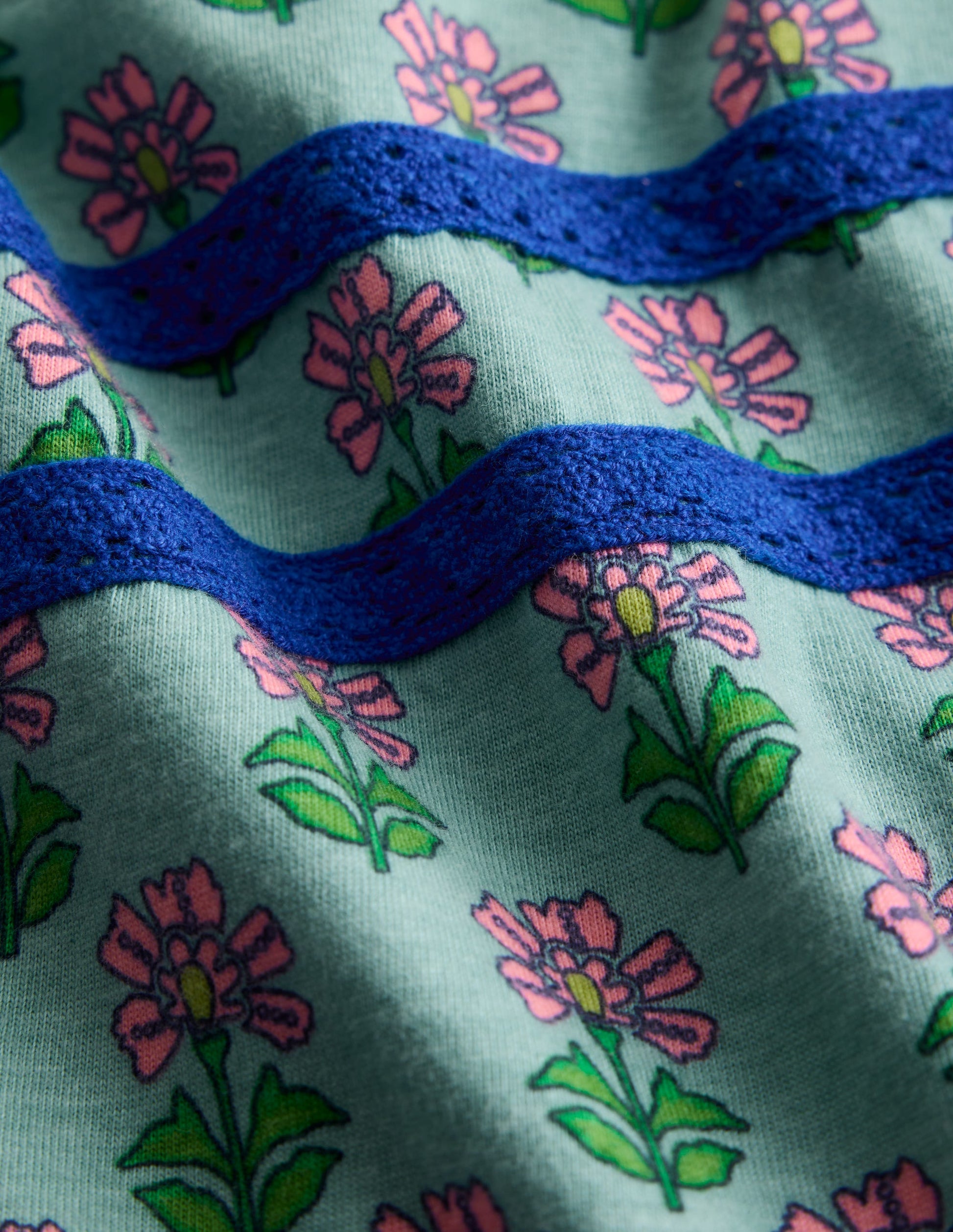 Hotchpotch Floral Jersey Dress-Bright Blue Woodblock Flower-4