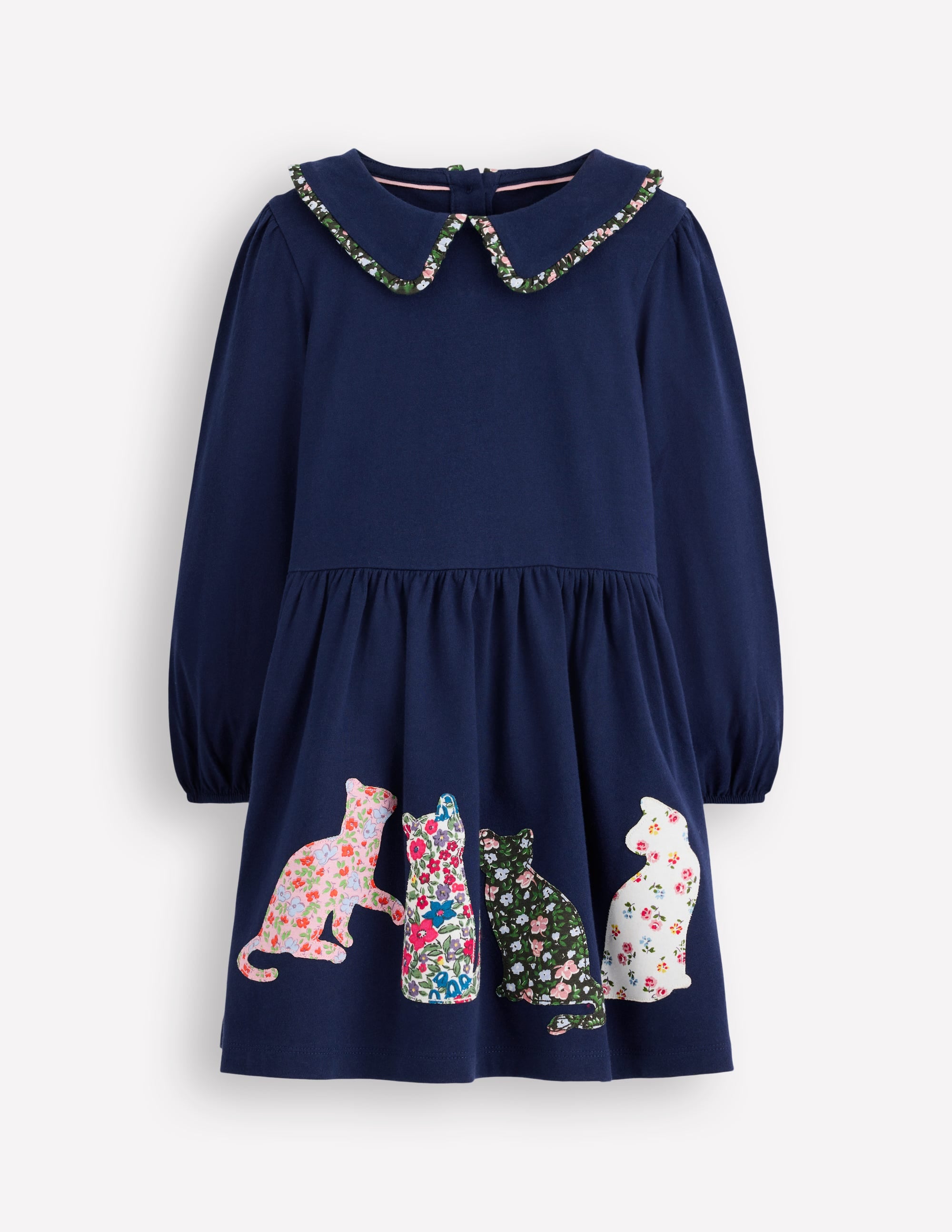 Pretty Appliqué Jersey Dress-College Navy Cats - Image 1