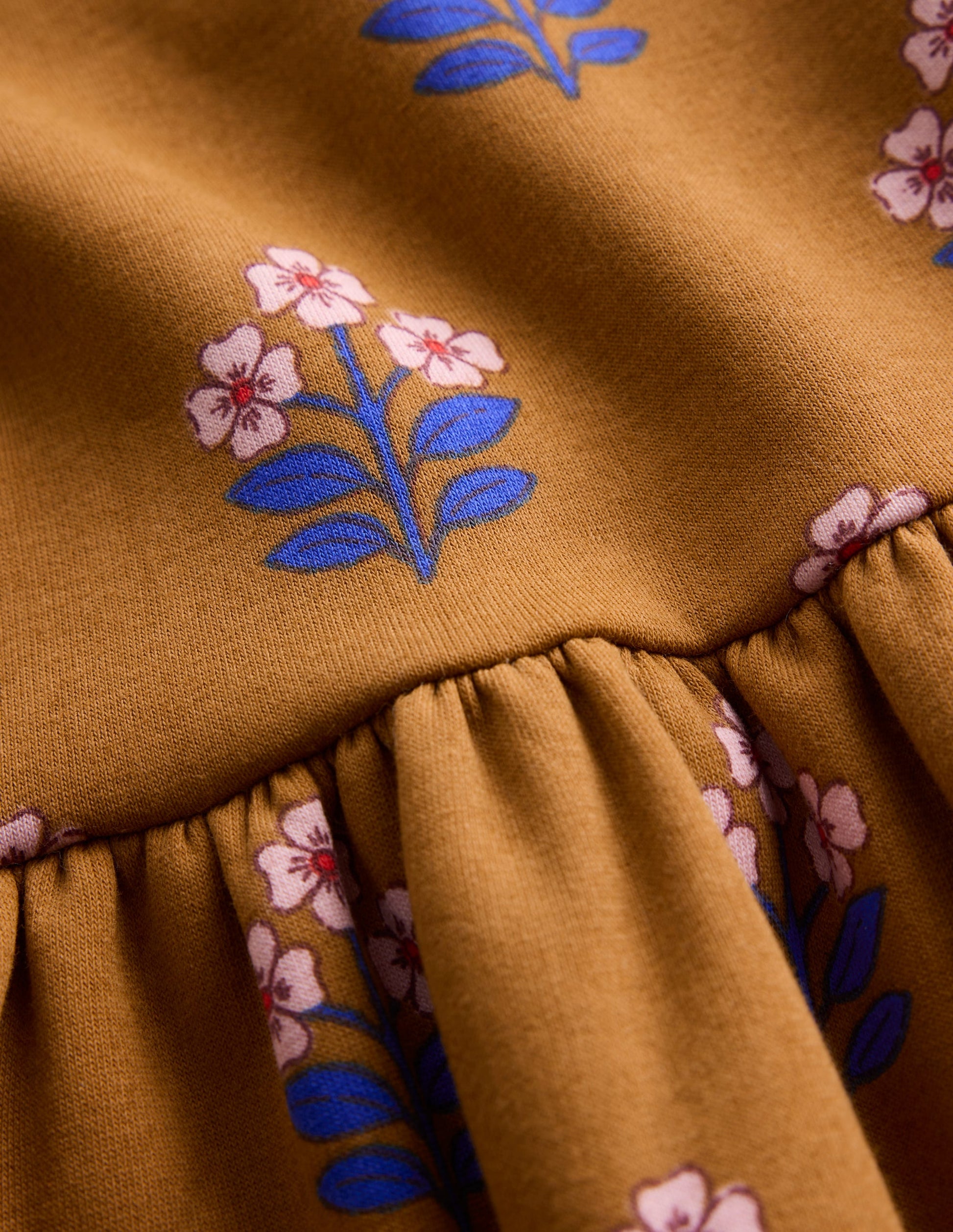 Broderie Sweatshirt Dress-Toffee Brown Flower Stamp-4
