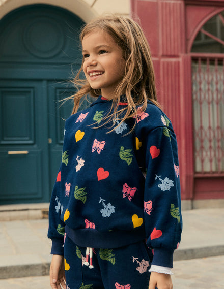 Printed Hoodie-College Navy Festive Fun
