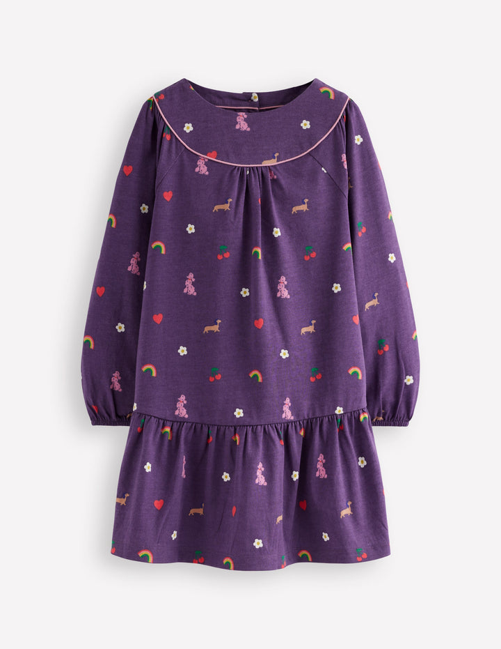 Curved Yoke Jersey Dress-Mystic Purple Parisian